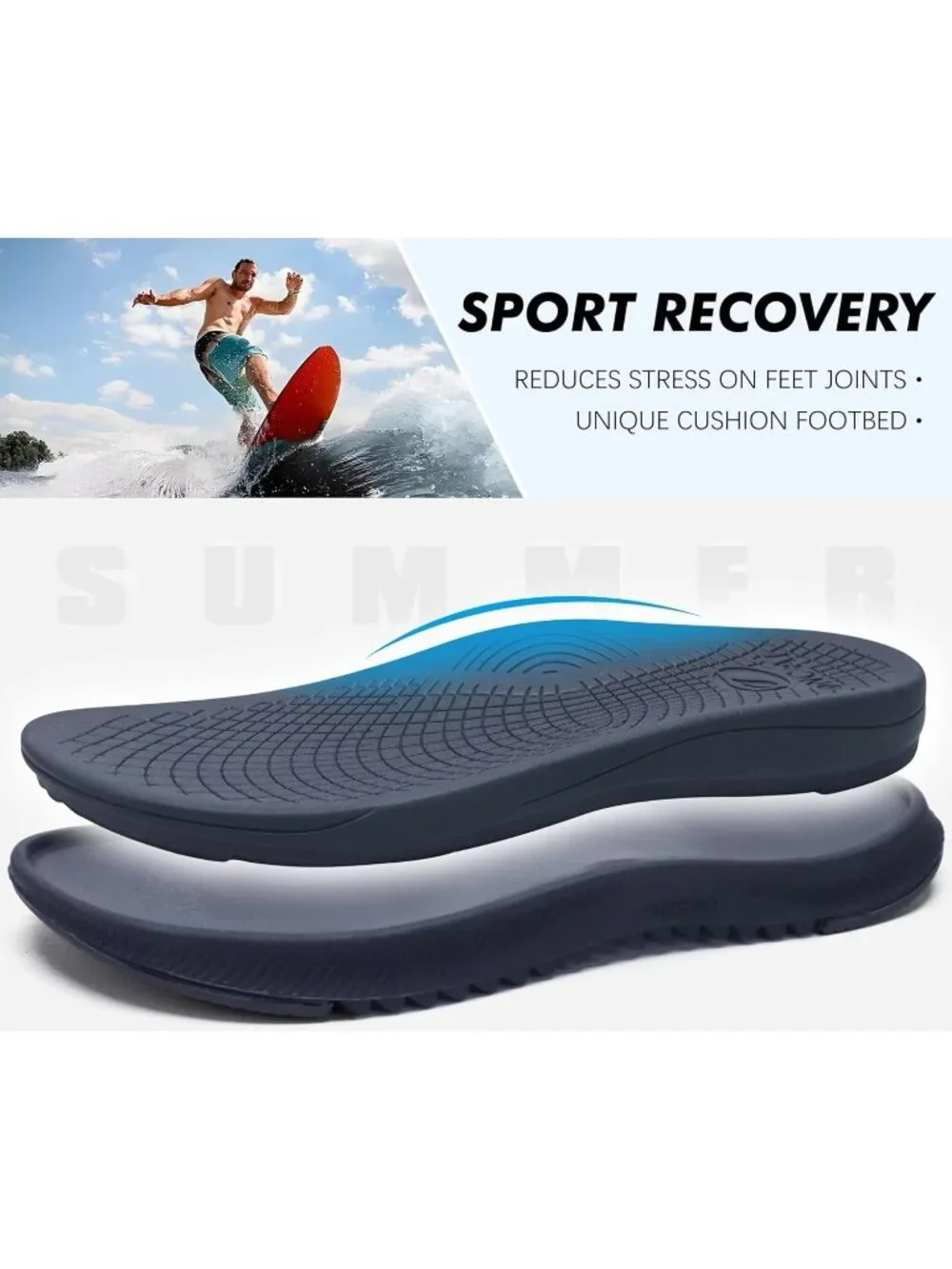 Men's Blue Orthopaedic Flip Flops Walking Sandals with Arch Support Sport